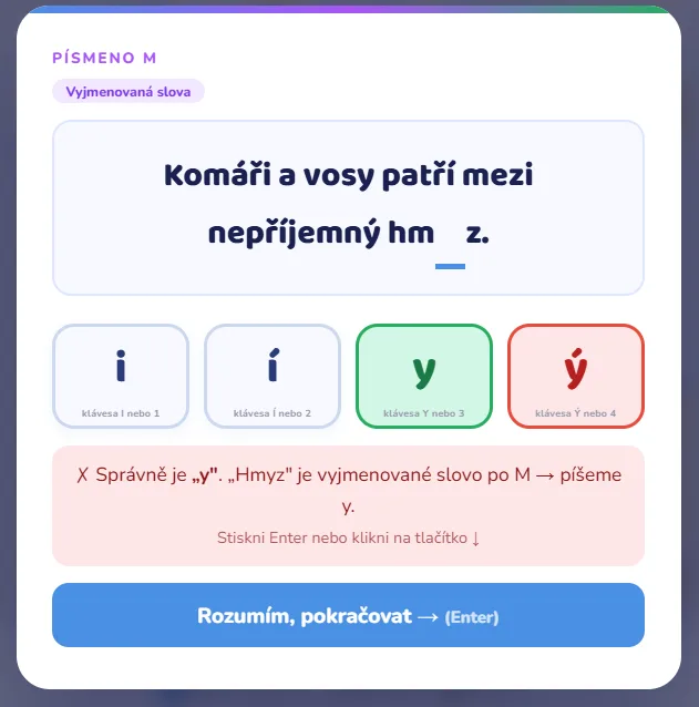Náhled hry Vyjmenovaná slova 1